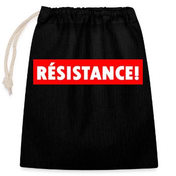 Résistance - Closable cotton gift bag (25x30cm) - black - Front