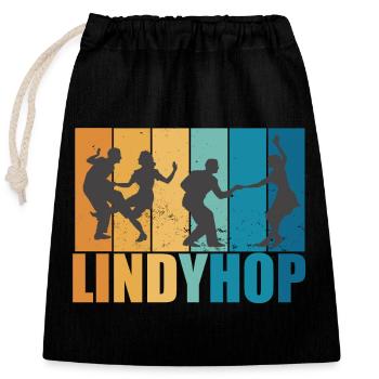 Lindy Hop Vintage Retro Tänzer Lindyhop Geschenk - Verschließbarer Geschenkbeutel aus Baumwolle (25x30cm) - Schwarz - Vorne