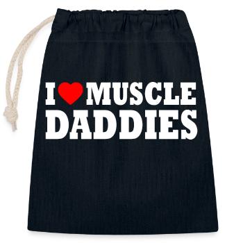 I love muscle daddies - Closable cotton gift bag (25x30cm) - navy - Front