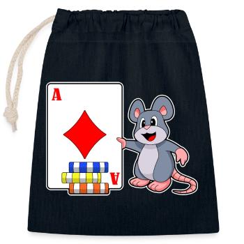 Mouse Poker Cartes de poker Jetons de poker - Sac cadeau en coton avec cordon (25 x 30 cm) - bleu marine - Devant