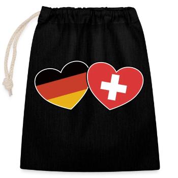 Deutsch Schweizerische Freundschaft - Geschenk - Verschließbarer Geschenkbeutel aus Baumwolle (25x30cm) - Schwarz - Vorne