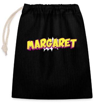 Margaret Nom personnalisé Style bande dessinée Pop Art, - Sac cadeau en coton avec cordon (25 x 30 cm) - noir - Devant