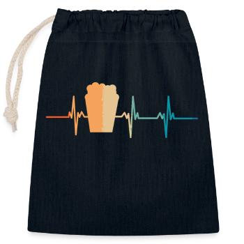Popcorn-Herzschlag - Verschließbarer Geschenkbeutel aus Baumwolle (25x30cm) - Navy - Vorne