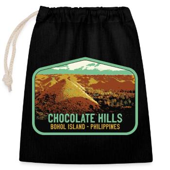 Les Chocolate Hills, ile de Bohol, Philippines - Sac cadeau en coton avec cordon (25 x 30 cm) - noir - Devant