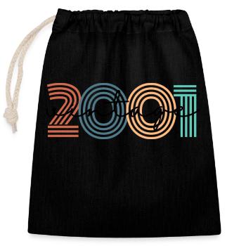 2001 vintage rétro - Sac cadeau en coton avec cordon (25 x 30 cm) - noir - Devant