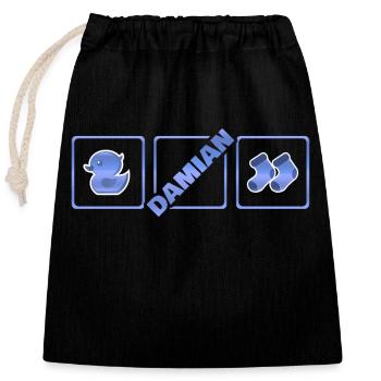 Naissance de Damian - Sac cadeau en coton avec cordon (25 x 30 cm) - noir - Devant