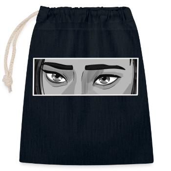 Cait Eyes BW - Verschließbarer Geschenkbeutel aus Baumwolle (25x30cm) - Navy - Vorne