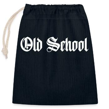 Vieille école - Sac cadeau en coton avec cordon (25 x 30 cm) - bleu marine - Devant