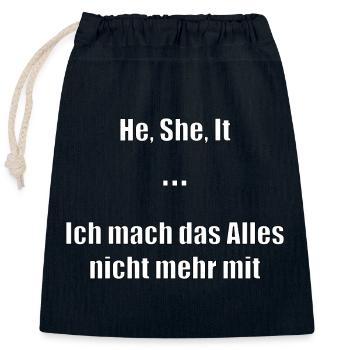 He, She, It Meme Shirt – Für Lehrer und Schüler - Verschließbarer Geschenkbeutel aus Baumwolle (25x30cm) - Navy - Vorne