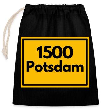 RETRO ZIP 1500 POTSDAM, GDR OSTALGIE GIFT - Closable cotton gift bag (25x30cm) - black - Front