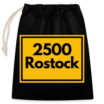 RETRO ZIP 2500 ROSTOCK, DDR STYLE, POSTCODE - Closable cotton gift bag (25x30cm) - black - Front