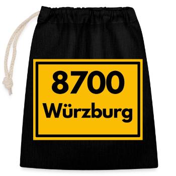 OLD POSTCODE POSTCODE RETRO 8700 WÜRZBURG FRANKEN - Closable cotton gift bag (25x30cm) - black - Front