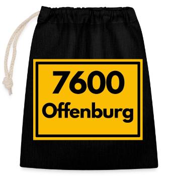 ANCIEN CODE POSTAL RETRO 7600 OFFENBURG - Sac cadeau en coton avec cordon (25 x 30 cm) - noir - Devant