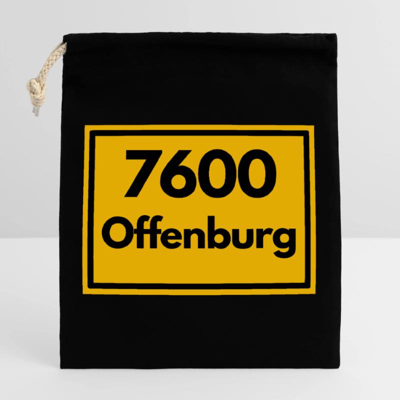 OLD POSTCODE POSTCODE RETRO 7600 OFFENBURG Closable cotton gift bag (25x30cm)