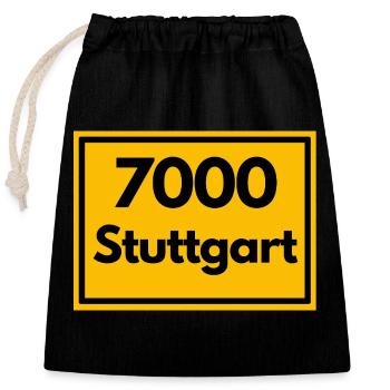 ANCIEN CODE POSTAL RÉTRO 7000 STUTTGART SCHWABE - Sac cadeau en coton avec cordon (25 x 30 cm) - noir - Devant