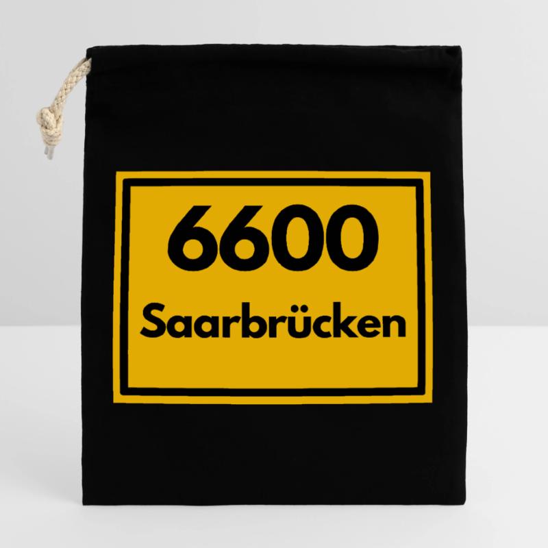 OLD POSTCODE POSTCODE RETRO 6600 SAARBRÜCKEN SAAR Closable cotton gift bag (25x30cm)