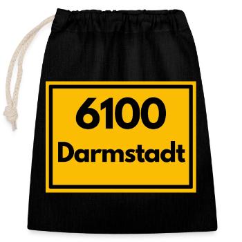 ANCIEN CODE POSTAL RETRO 6100 DARMSTADT HESSEN - Sac cadeau en coton avec cordon (25 x 30 cm) - noir - Devant