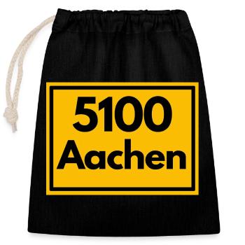 ANCIEN CODE POSTAL RETRO 5100 AACHEN DREILÄNDER - Sac cadeau en coton avec cordon (25 x 30 cm) - noir - Devant