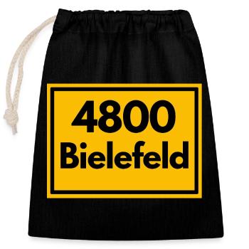 ALTE POSTLEITZAHL PLZ RETRO 4800 BIELEFELD  - Verschließbarer Geschenkbeutel aus Baumwolle (25x30cm) - Schwarz - Vorne