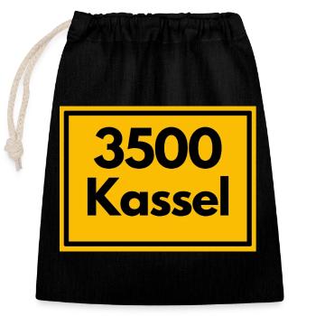 OLD POSTCODE POSTCODE RETRO 3500 KASSEL LÖWENSTADT - Closable cotton gift bag (25x30cm) - black - Front