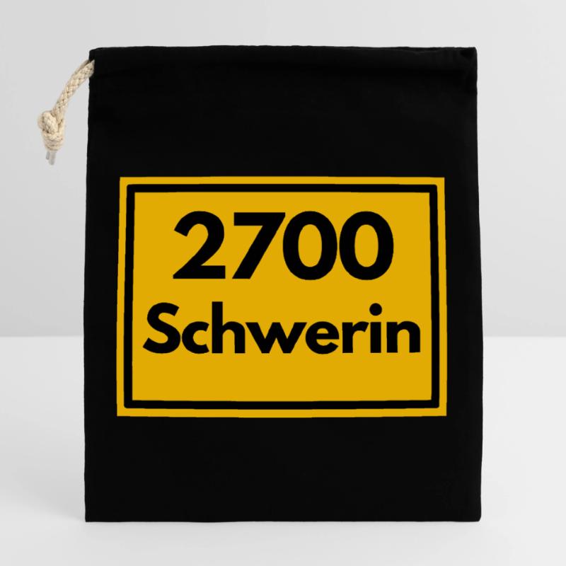 OLD POSTCODE POSTCODE RETRO 2700 SCHWERIN SCHLOSS Closable cotton gift bag (25x30cm)