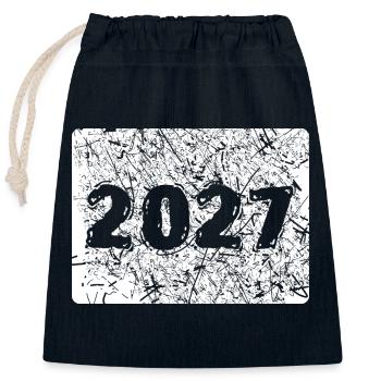 Year 2027 - Closable cotton gift bag (25x30cm) - navy - Front