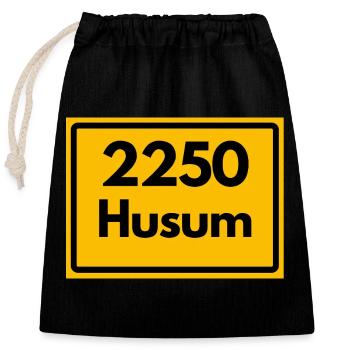 ANCIEN CODE POSTAL RETRO 2250 HUSUM – NORDSEE - Sac cadeau en coton avec cordon (25 x 30 cm) - noir - Devant