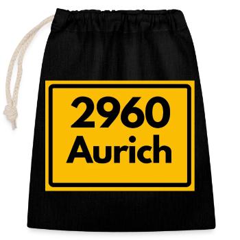 ANCIEN CODE POSTAL 2960 AURICH OSTFRIESLAND - Sac cadeau en coton avec cordon (25 x 30 cm) - noir - Devant