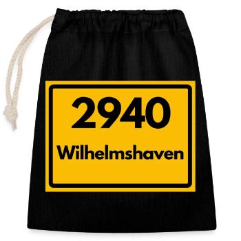 ALTE POSTLEITZAHL PLZ RETRO 2940 WILHELMSHAVEN  - Verschließbarer Geschenkbeutel aus Baumwolle (25x30cm) - Schwarz - Vorne