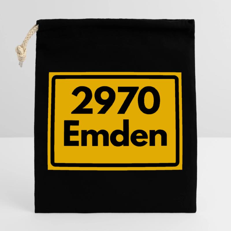 OLD POSTCODE ZIP CODE RETRO ⚓ 2970 Emden Moin moin Closable cotton gift bag (25x30cm)