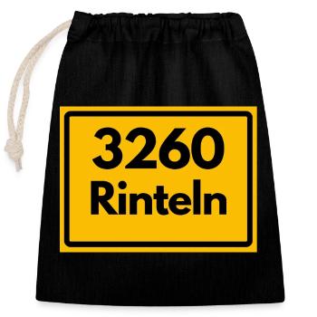 ALTE POSTLEITZAHL PLZ RETRO 3260 RINTELN – WESER - Verschließbarer Geschenkbeutel aus Baumwolle (25x30cm) - Schwarz - Vorne