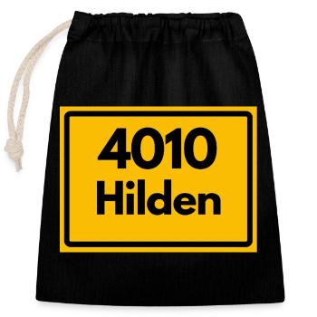 ALTE POSTLEITZAHL PLZ RETRO 4010 HILDEN – FACHWERK - Verschließbarer Geschenkbeutel aus Baumwolle (25x30cm) - Schwarz - Vorne