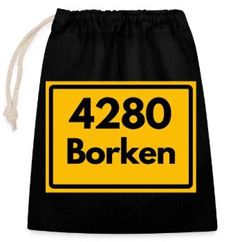 ALTE POSTLEITZAHL PLZ RETRO 4280 BORKEN FÜNFTÜRME - Verschließbarer Geschenkbeutel aus Baumwolle (25x30cm) - Schwarz - Vorne
