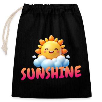 Happy Sunshine - Closable cotton gift bag (25x30cm) - black - Front