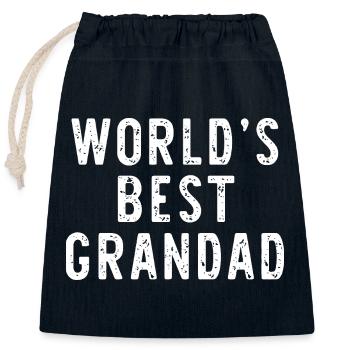 World's Best Grandad Distressed White - Closable cotton gift bag (25x30cm) - navy - Front