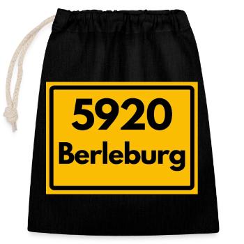 ALTE POSTLEITZAHL PLZ RETRO 5920 BERLEBURG - Verschließbarer Geschenkbeutel aus Baumwolle (25x30cm) - Schwarz - Vorne