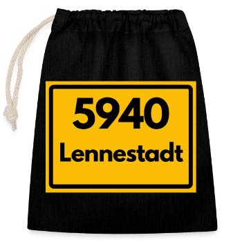 ALTE POSTLEITZAHL PLZ RETRO 5940 LENNESTADT - Verschließbarer Geschenkbeutel aus Baumwolle (25x30cm) - Schwarz - Vorne
