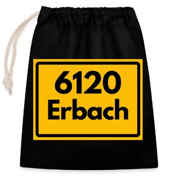 ALTE POSTLEITZAHL PLZ RETRO 6120 ERBACH HEIMAT - Verschließbarer Geschenkbeutel aus Baumwolle (25x30cm) - Schwarz - Vorne