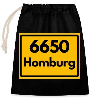 ALTE POSTLEITZAHL PLZ RETRO 6650 HOMBURG HEIMAT - Verschließbarer Geschenkbeutel aus Baumwolle (25x30cm) - Schwarz - Vorne