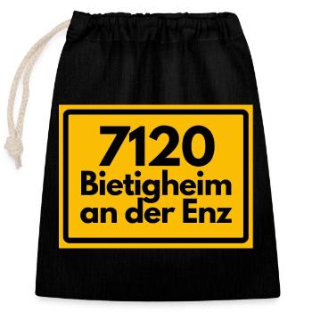 ALTE POSTLEITZAHL PLZ 7120 BIETIGHEIM AN DER ENZ - Verschließbarer Geschenkbeutel aus Baumwolle (25x30cm) - Schwarz - Vorne