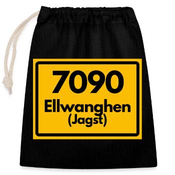 ALTE POSTLEITZAHL PLZ 7090 ELLWANGEN JAGST HEIMAT - Verschließbarer Geschenkbeutel aus Baumwolle (25x30cm) - Schwarz - Vorne