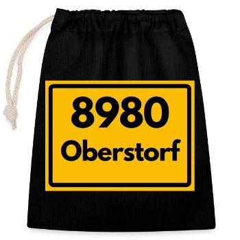 ALTE POSTLEITZAHL PLZ RETRO 8980 OBERSTDORF HEIMAT - Verschließbarer Geschenkbeutel aus Baumwolle (25x30cm) - Schwarz - Vorne