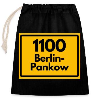 ALTE POSTLEITZAHL PLZ RETRO 1100 BERLIN PANKOW  - Verschließbarer Geschenkbeutel aus Baumwolle (25x30cm) - Schwarz - Vorne