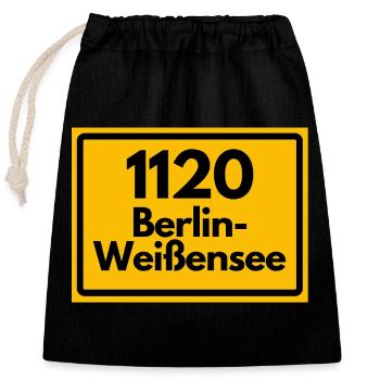 ALTE POSTLEITZAHL PLZ RETRO 1120 BERLIN WEISSENSEE - Verschließbarer Geschenkbeutel aus Baumwolle (25x30cm) - Schwarz - Vorne