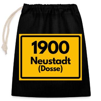 OLD POSTCODE ZIP CODE RETRO 1900 NEUSTADT DOSSE - Closable cotton gift bag (25x30cm) - black - Front