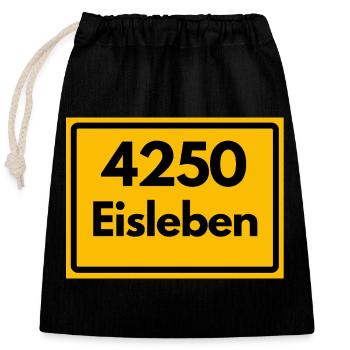 ALTE POSTLEITZAHL PLZ 3220 EISLEBEN HEIMATSTOLZ  - Verschließbarer Geschenkbeutel aus Baumwolle (25x30cm) - Schwarz - Vorne