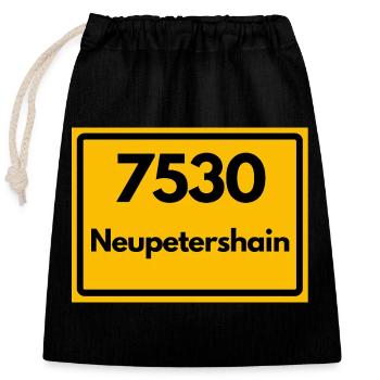 ALTE POSTLEITZAHL PLZ RETRO 7530 NEUPETERSHAIN - Verschließbarer Geschenkbeutel aus Baumwolle (25x30cm) - Schwarz - Vorne