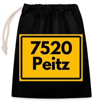 ALTE POSTLEITZAHL PLZ RETRO 7520 PEITZ - Verschließbarer Geschenkbeutel aus Baumwolle (25x30cm) - Schwarz - Vorne