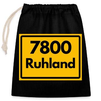ALTE POSTLEITZAHL PLZ, BRANDENBURG 7800 RUHLAND - Verschließbarer Geschenkbeutel aus Baumwolle (25x30cm) - Schwarz - Vorne