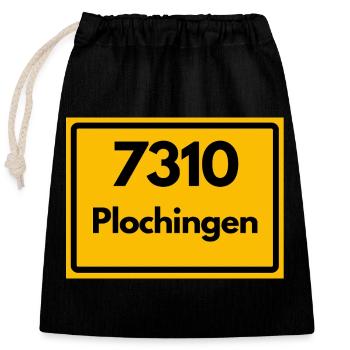 7310 PLOCHINGEN RETRO HEIMAT DESIGN BAWÜ - Verschließbarer Geschenkbeutel aus Baumwolle (25x30cm) - Schwarz - Vorne